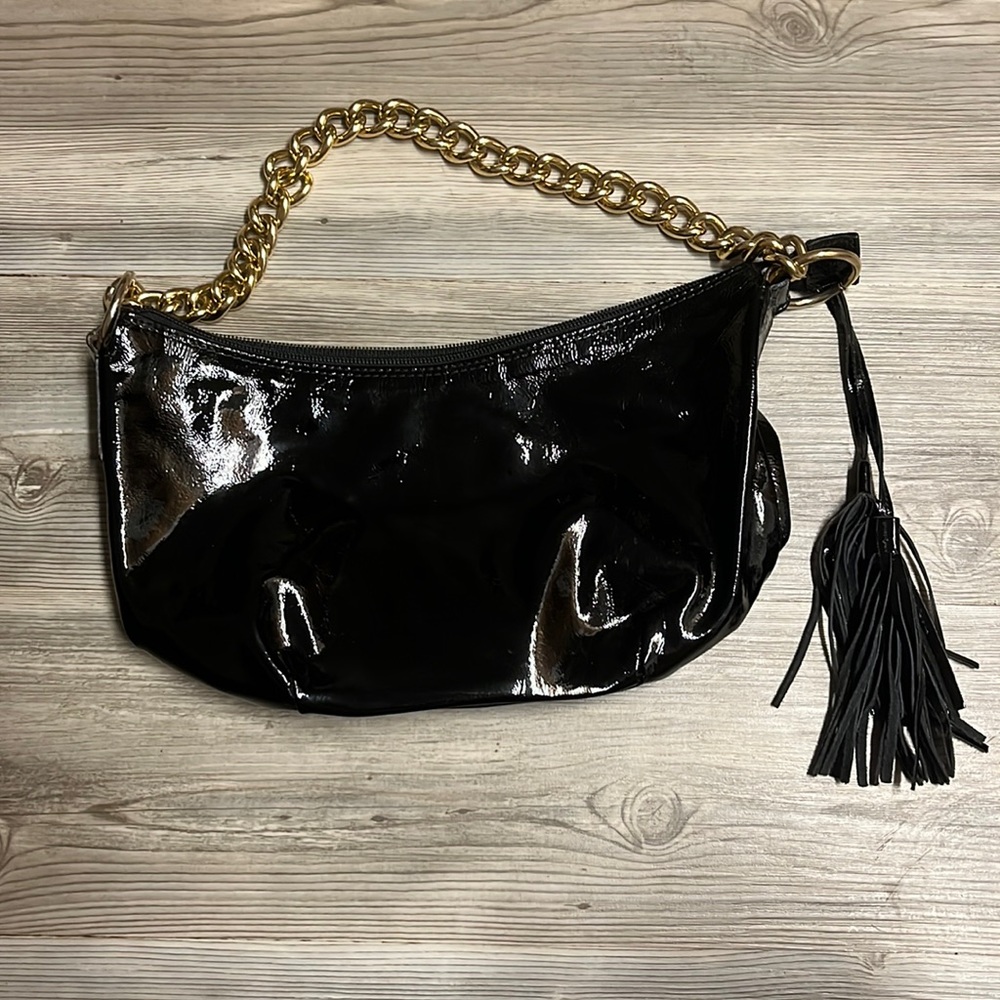 Black Patent Genuine Leather Hobo Shoulder Chain Strap Bag Italy Original!!!